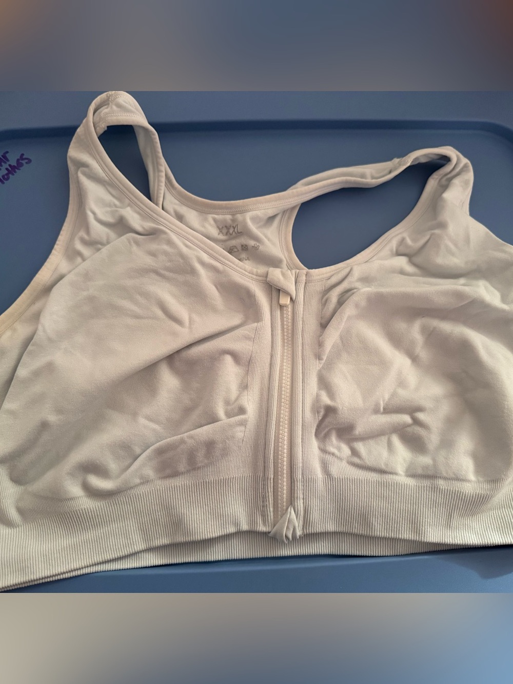Front-Zip Comfort Sports Bra - Cream
